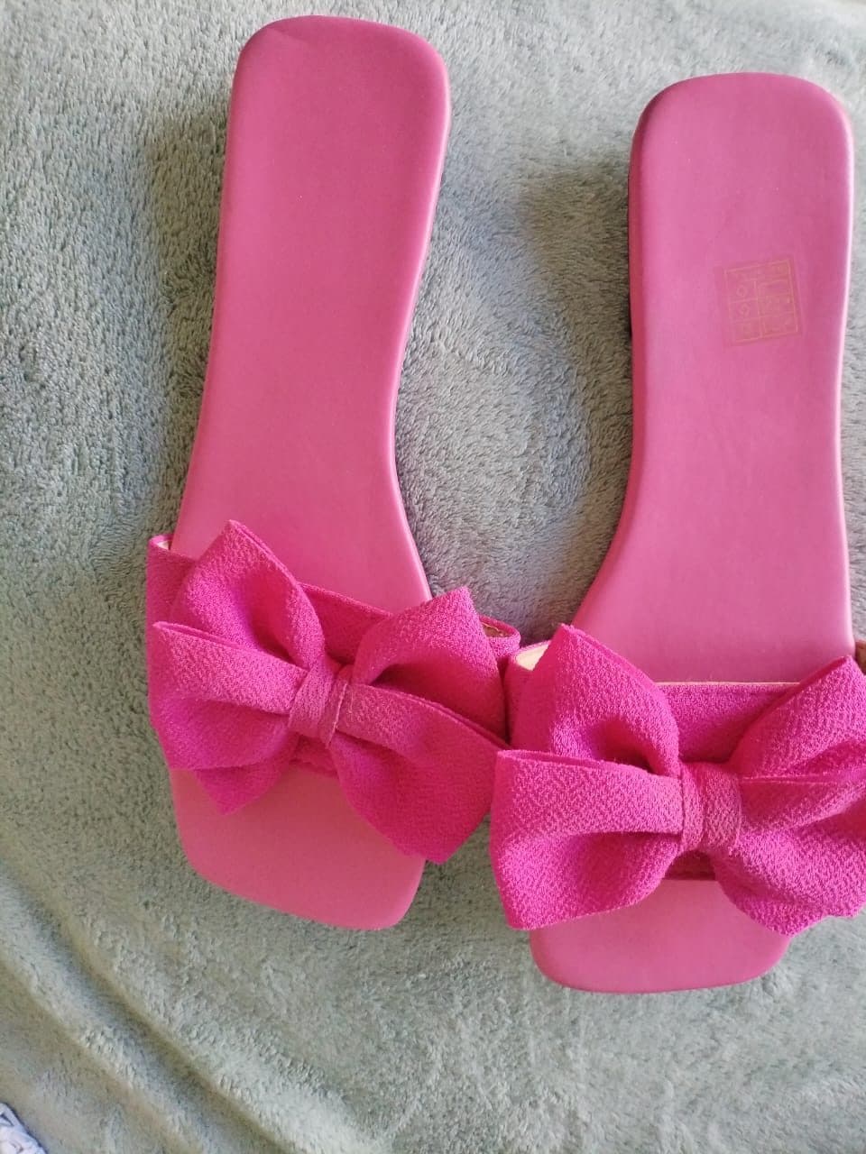 Hot pink bow flat slide sandals